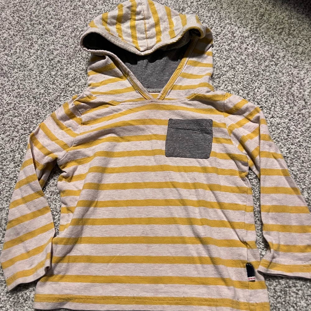 Striped Yellow and Gray Kids Hoodie